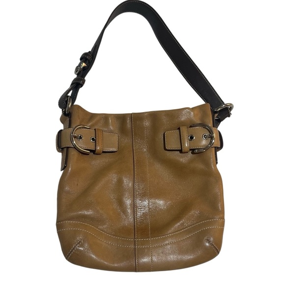 Coach Handbags - Coach Vintage SoHo Slim Buckle Bag Tan & Chocolate Brown Silver Detail